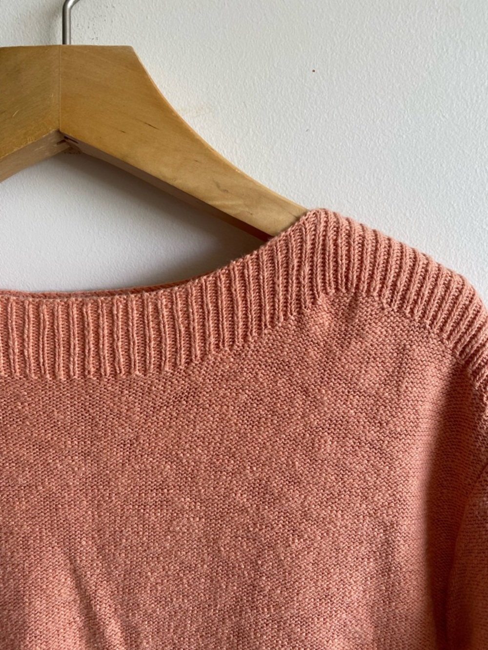 100% Cotton Peach Short Sleeve Sweater | Boat Neck Minimalist Knit M - Picture 2 of 4